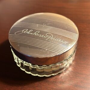 John Robert Powers Vintage Ribbed Glass w Aluminum Lid Face Powder Jar (2 avail)